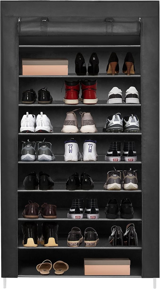 Meerveil 9Tier Shoe Rack Canvas Shoe Storage for 45 Pairs