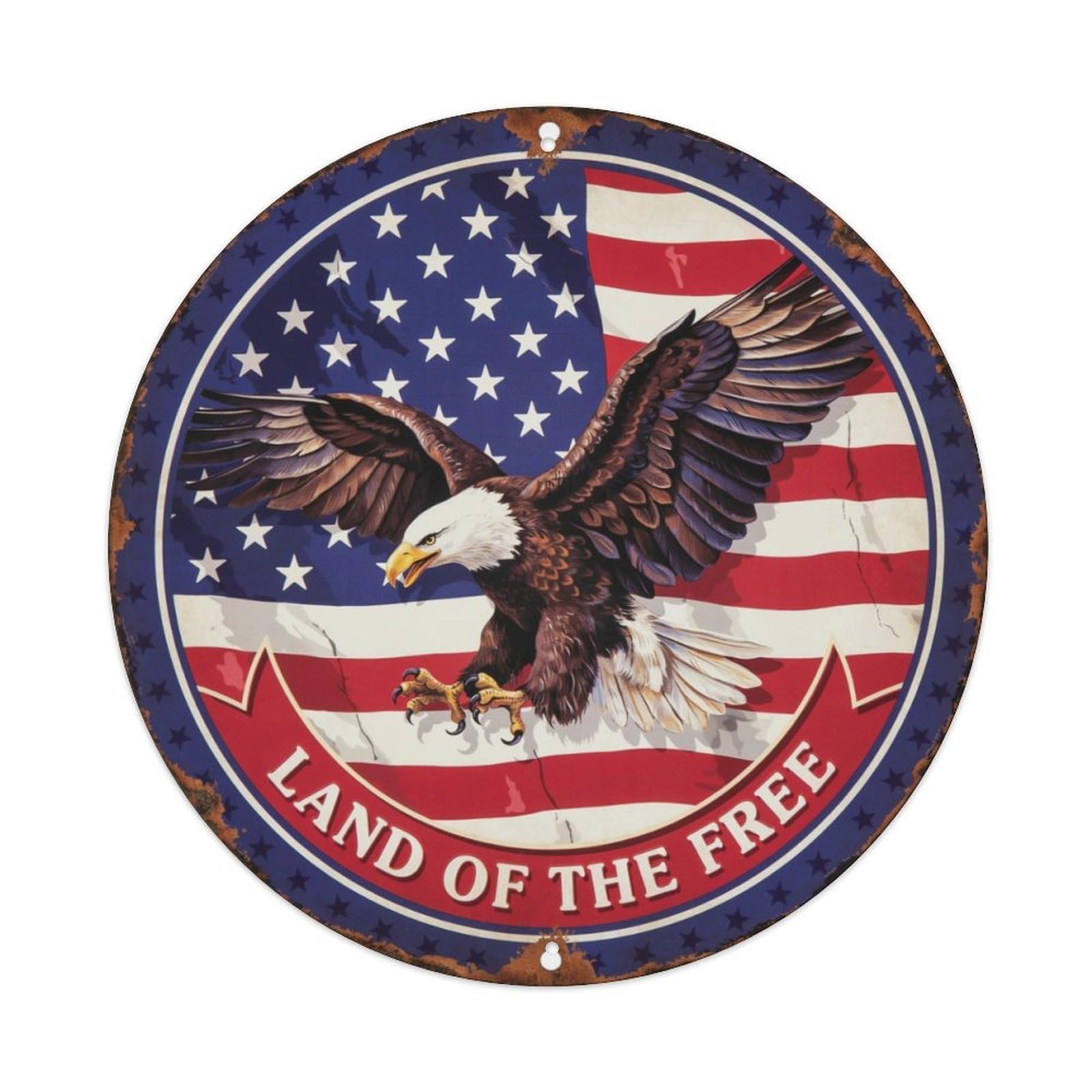 American Flag Bald Eagle Metal Tin Sign Plaque