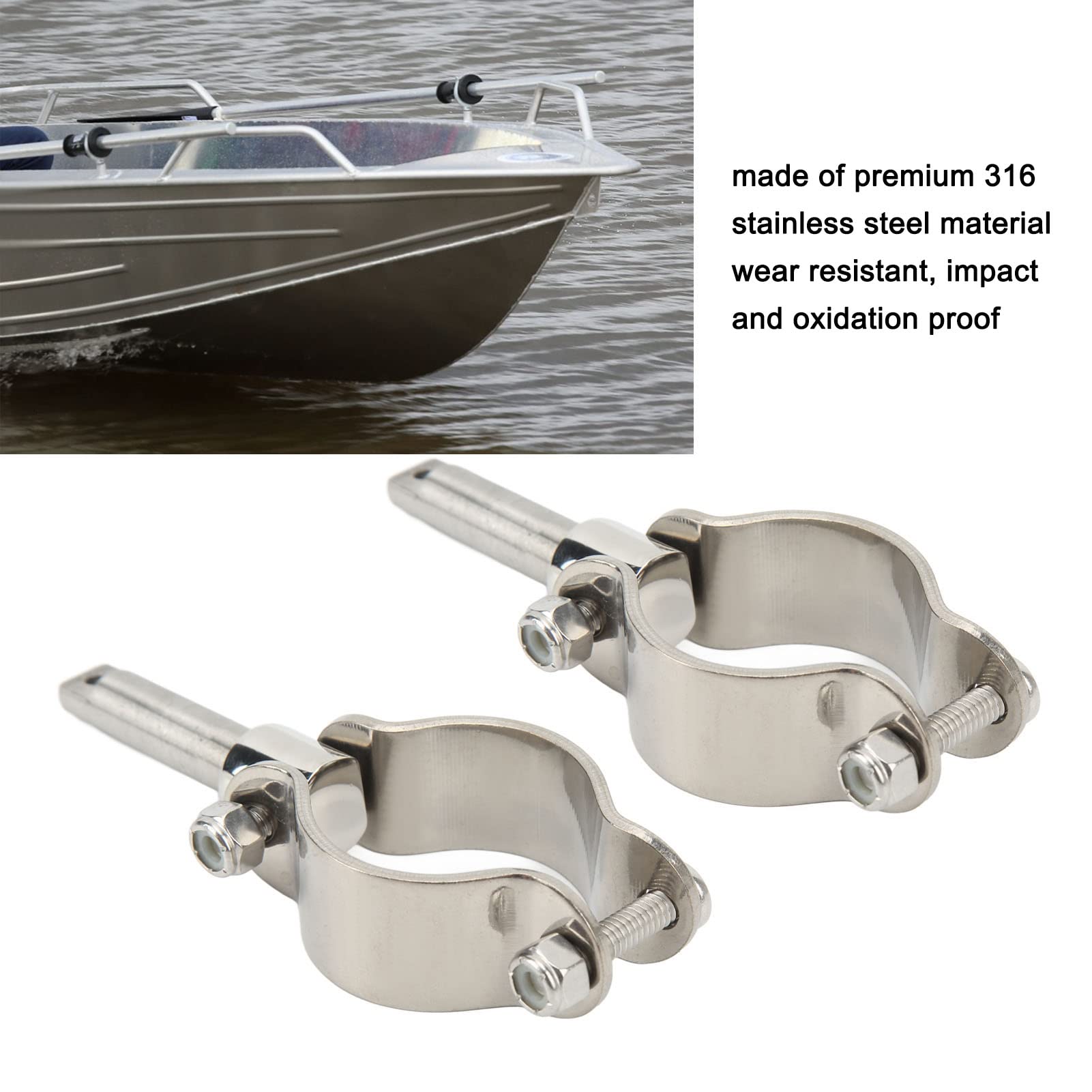 FLEXMAN 2 Pezzi Morsetto su Scalmi O Scalmi, Diametro Interno da 1 3/8 a 1 3/4 Pollice Morsetto su Scalmo O Scalmo in Acciaio Inossidabile, per Scalmo da 1‑5/8 Pollici Marino Per, Barche, Zattere