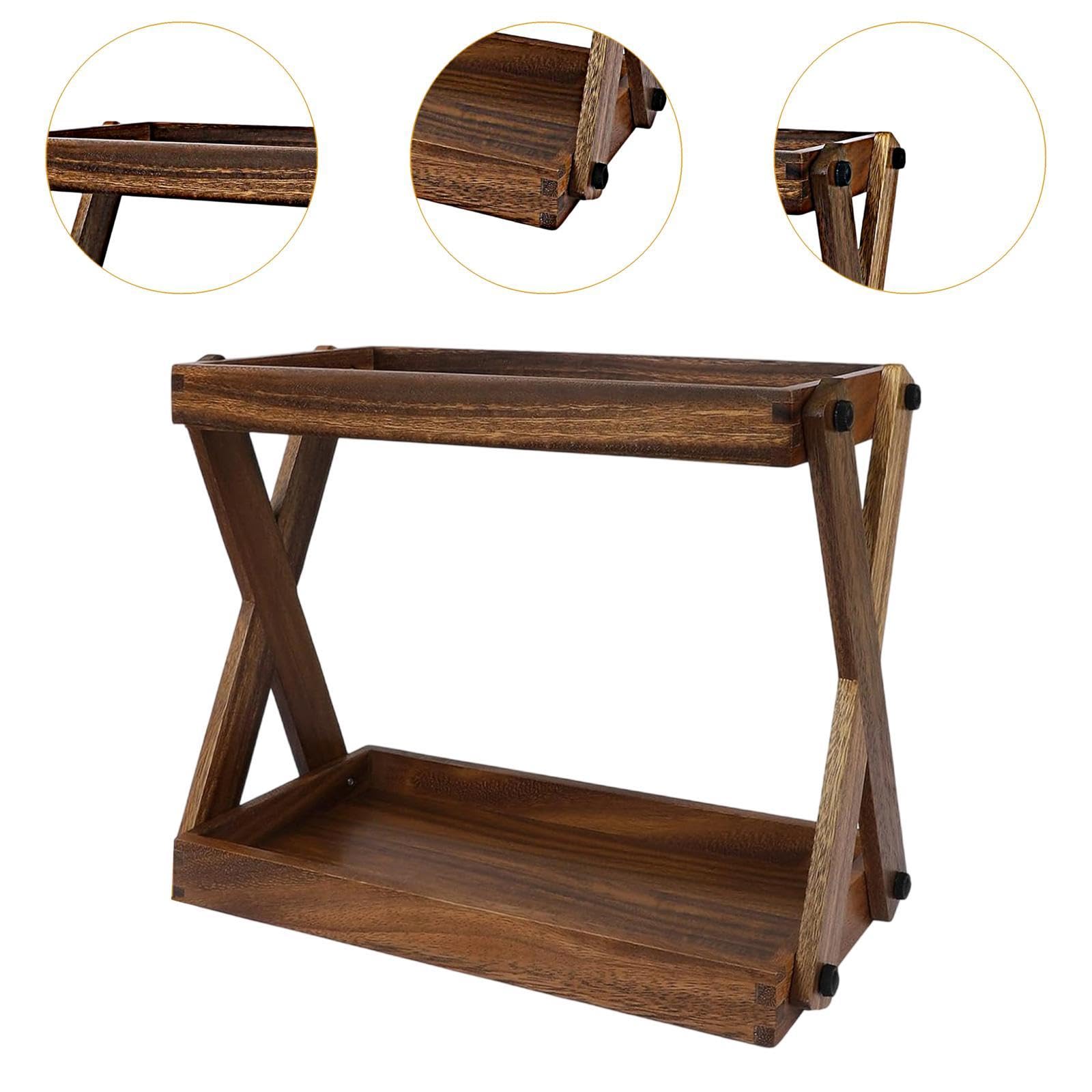 Holzregal für Arbeitsplatte, Badezimmer-Gewürzregal, Küchenaufbewahrungslösung, rustikale Heimdekoration, multifunktional für Gewürze und wichtige Dinge