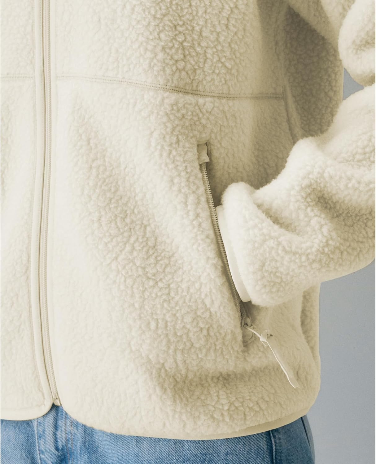 Hixiaohe Womens Fuzzy Fleece Jacket Fall Winter Warm Long Sleeve Sherpa Coats Casual Full Zip Up Outerwear with Pockets - Image 5