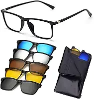 Combo Armação e Clip On 6 Em 1 Óculos De Sol Masculino Proteção UV Lente Sobrepor