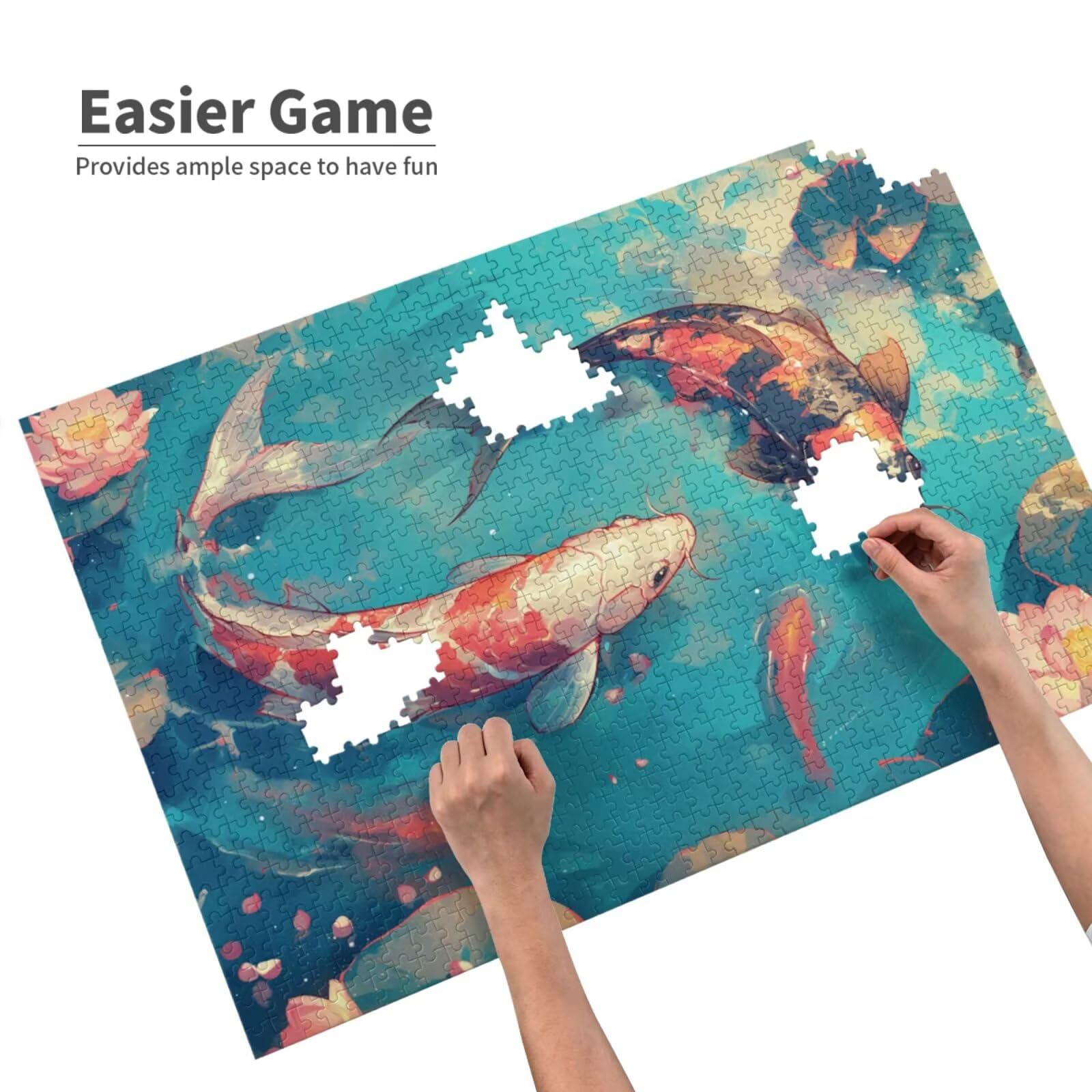 Puzzle kwiatowe, 3000 elementów, ryby koi, puzzle dla dorosłych, z pudełkiem na prezent, "zrób to sam", duże drewniane puzzle dla dorosłych, gra zręcznościowa dla całej rodziny, prezenty dla kobiet