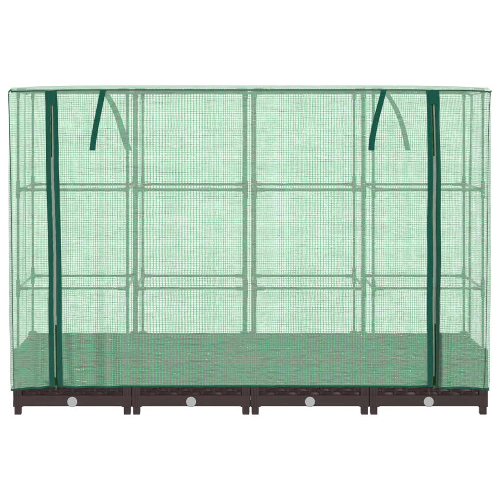 Homgoday Hochbeet mit Gewächshaus-Aufsatz Pflanzkasten Gemüsebeet Blumenbeet Blumenkasten Gartenbeet Pflanzbeet Frühbeet für Balkon Garten Terrasse Rattan-Optik 160x40x123 cm Braun