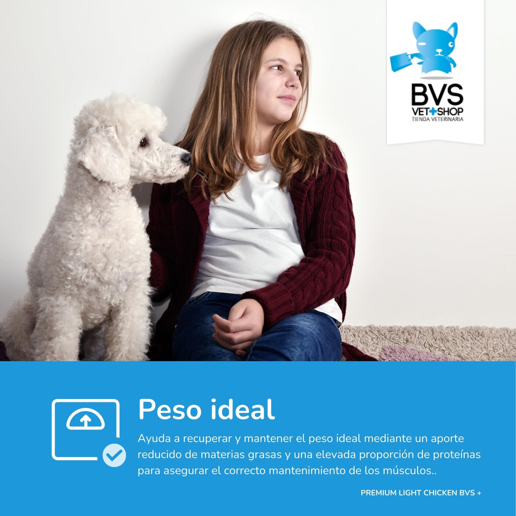 BVS Vet Shop | Premium Light Chicken para Perros | Sabroso alimento Completo para controlar el Peso y Proteger Las articulaciones en Perros Adultos | 15Kg