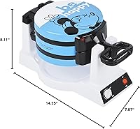 Vista 8 de Disney Mickey & Minnie - Máquina de gofres de doble volteo de Select Brands – Plancha de gofres antiadherente giratoria – Control de dorado