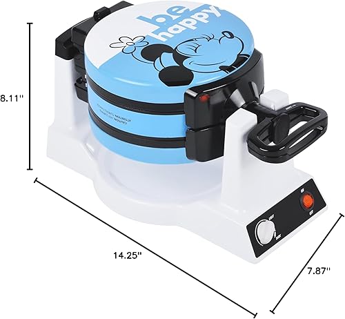 Miniatura 8 de Disney Mickey & Minnie - Máquina de gofres de doble volteo de Select Brands – Plancha antiadherente giratoria – Control de tostado ajustable – Hace