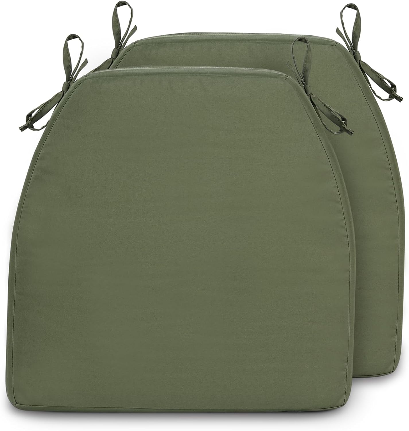 Chair Cushions for Dining Chairs - Thickened 2" Kitchen Chair Pads with Ties and Removable Cover, D-Shaped Memory Foam Seat Cushions 17'' x 16'', Set of 2, Dark Green Dark Green 17" x 16" D Shape