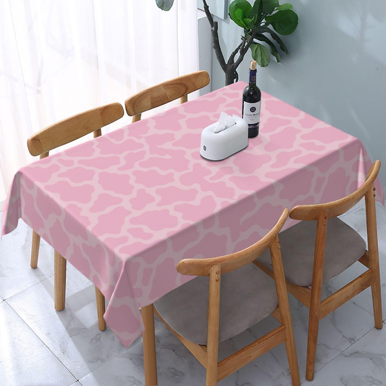 JunHeArt Cow Pattern Tablecloth Rectangle Table Cover Washable Table Cloths Decor For Kitchen 54" X 72"