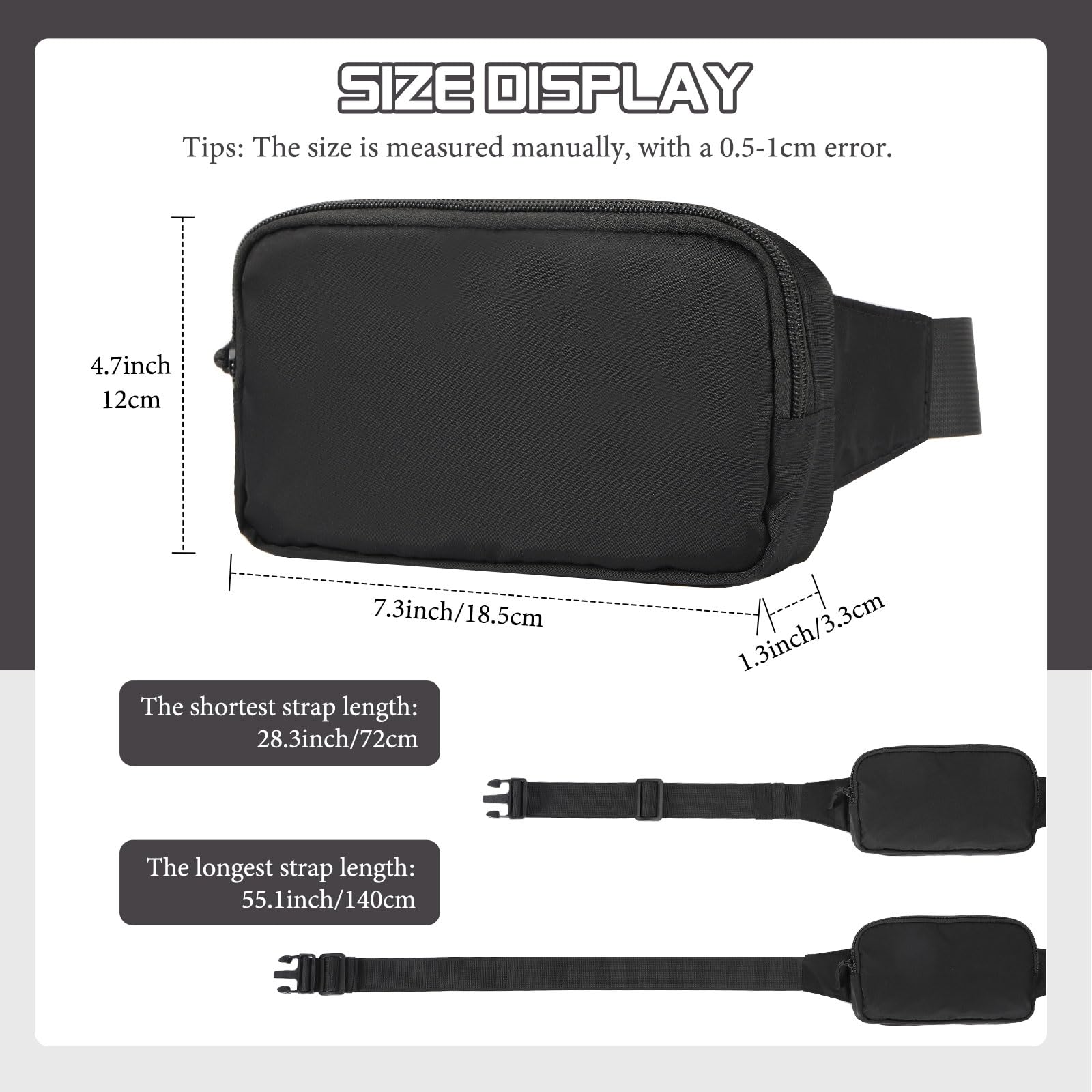 MoKo Laufen Hüfttasche, Bauchtasche Gürteltasche Lauftasche für Damen Herren, Nylon Sporttasche mit Verstellbare Träger & Reißverschluss für Sport Laufen Reise Fahren Wandern