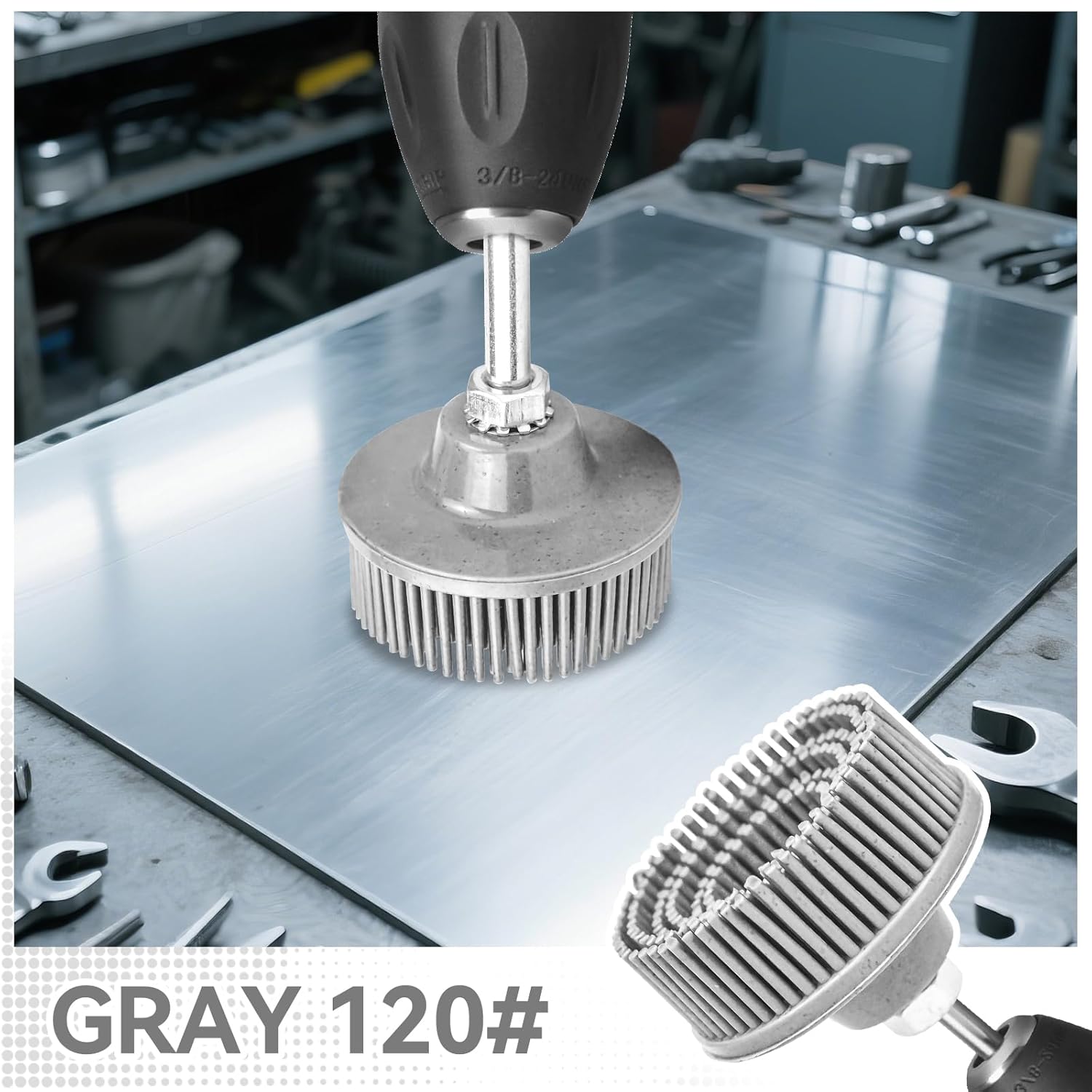 6Pack 2Inch Bristle Disc Grit, 50# 80# 120# with 1/4" Shank Attachment Abrasive Coating Removal Disc for Metal