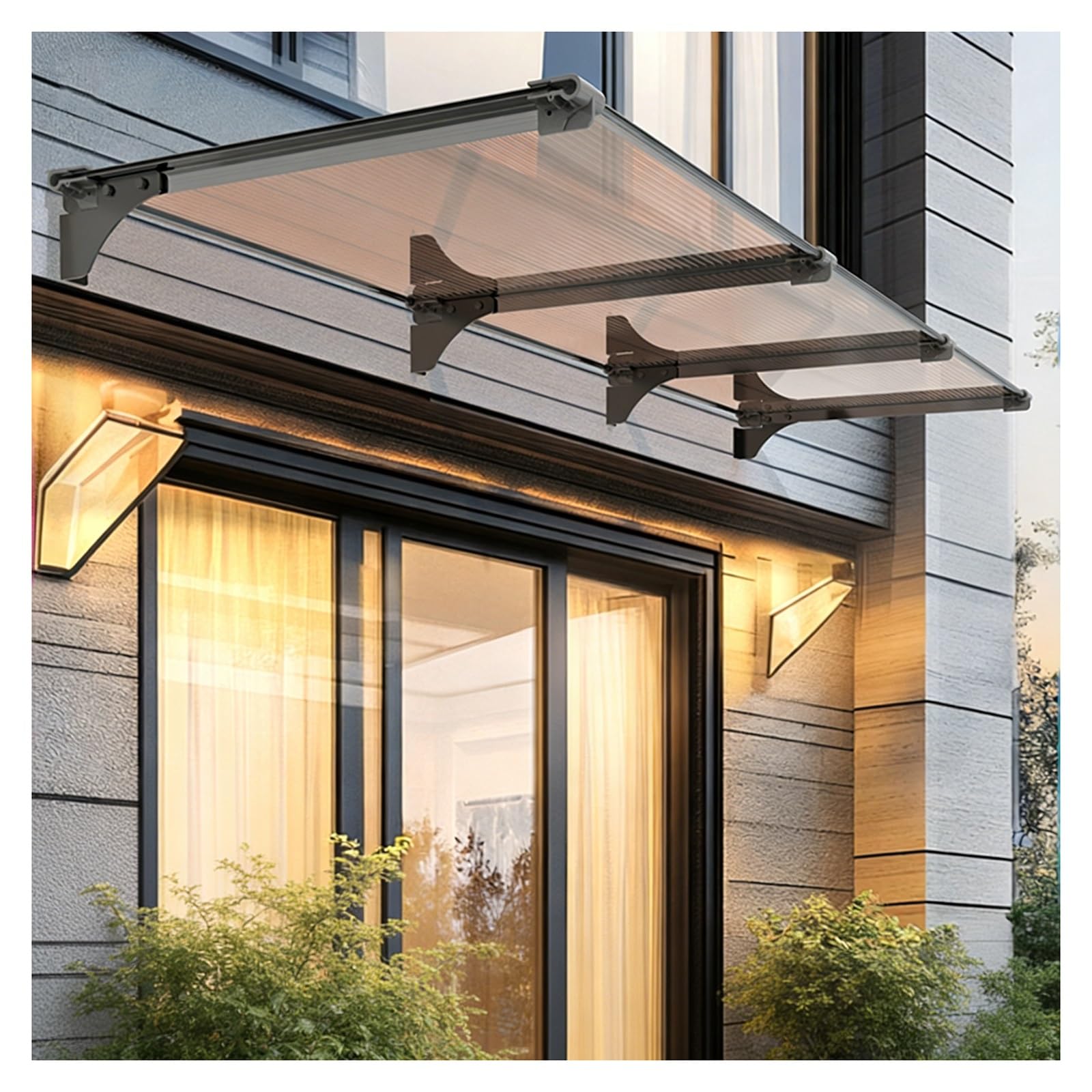 Auvent pour portes couverture d'entrée pluie UV abri extérieur 90x110