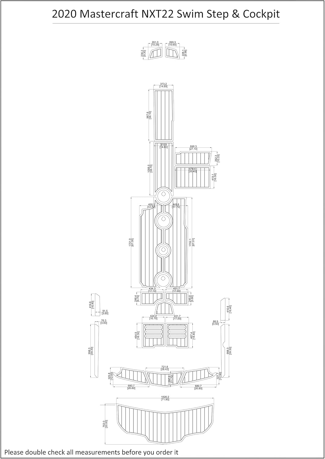 DABLIZ GROUP INTERNATION TRADING LLC Boat EVA Faux Teak Decking Floor Compatible with 2020-2021 MasterCraft NXT22 Swim Step Cockpit