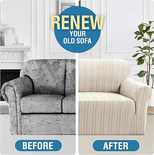 Miniatura 7 de H.VERSAILTEX Funda de sofá de alta elasticidad de 1 pieza, funda de sofá antideslizante con parte inferior elástica, fundas de sofá gruesas y