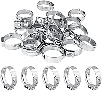 Vista 1 de Biaungdo 50 abrazaderas de manguera, abrazaderas de manguera de oreja de acero inoxidable 304, rango ajustable (0.701 in - 0.787 in) surtido