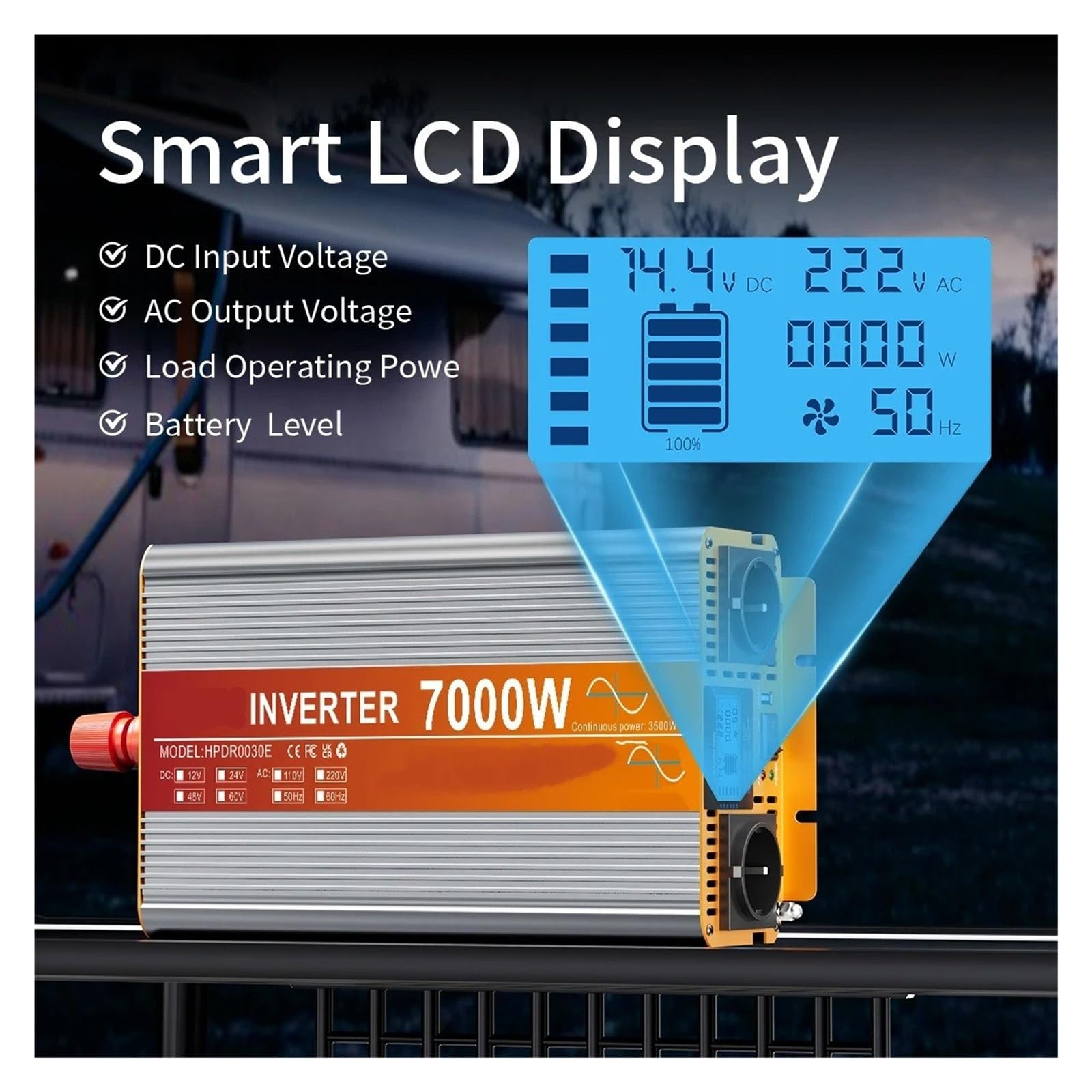 Convertidor Adaptador Inversores Solares 12v 220v Onda Sinusoidal para Pura 50hz 3000W 4000W 5000W 60000W 7000W Electrodomésticos Acampar Almacén UE inversor