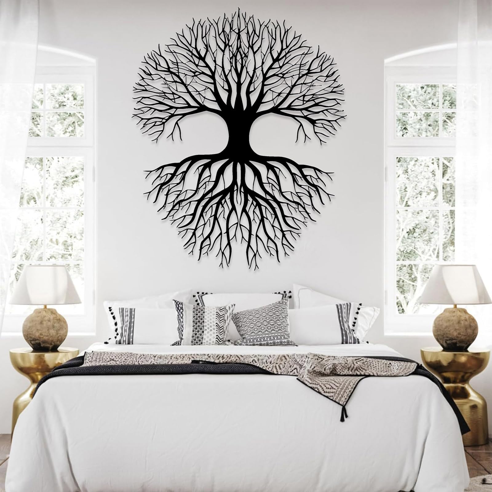 Arte de pared de árbol de la vida, decoración de pared de árbol de la vida, decoración de pared de árbol de metal, escultura de árbol de la vida, arte de pared de ramas de árbol genealógico