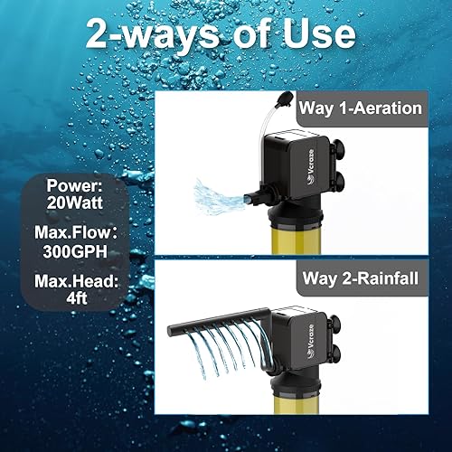 Miniatura 3 de Filtro interno de acuario de 3 etapas para tanques de 40 a 150 galones, filtro de tanque de peces con modos de aireaciónlluvia, filtro de tanque de
