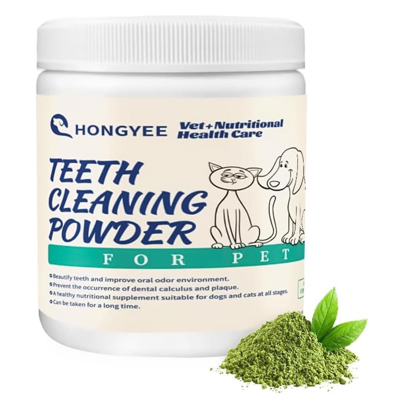 Polvere dentale per cani e gatti 150 g, altamente efficace per rimuovere tartaro e alito cattivo, inibire la placca e rinfrescare l'alito, sicura ed efficace con ingredienti naturali