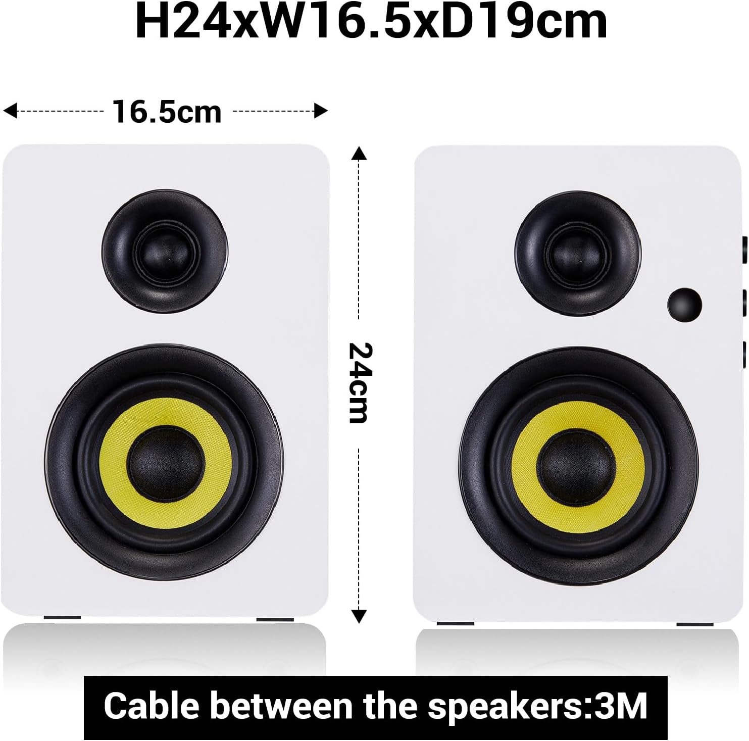 Sanyun SW206 4” HiFi Bookshelf Speakers with Studio Mode, 80W Active, Bluetooth 5.4/Optical/Coaxial/TRS/Aux/24bit DAC USB, for Turntable TV PC Desktop, MDF Cabinet, Remote Control, White - Image 2