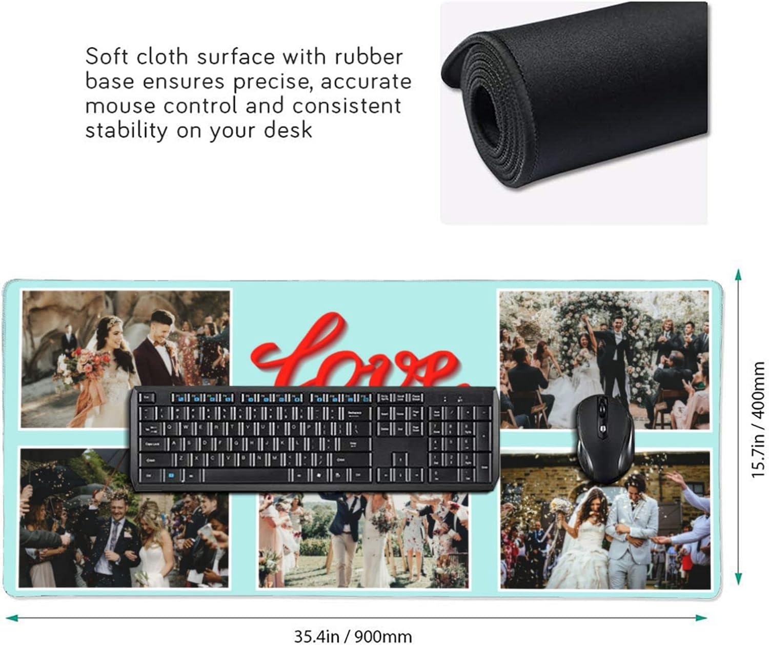 Custom Large Mouse Pad, Personalized Mouse Pads with Photo Text Logo, Customized Large Rubber Non-Slip Waterproof Mousepad for Offices Gaming Computer Desk Accessories 16X35.5in