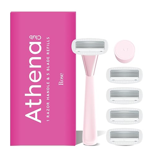 Athena Club Women's Razor Kit, 5-Blade Razor, Rose, 5 Refills