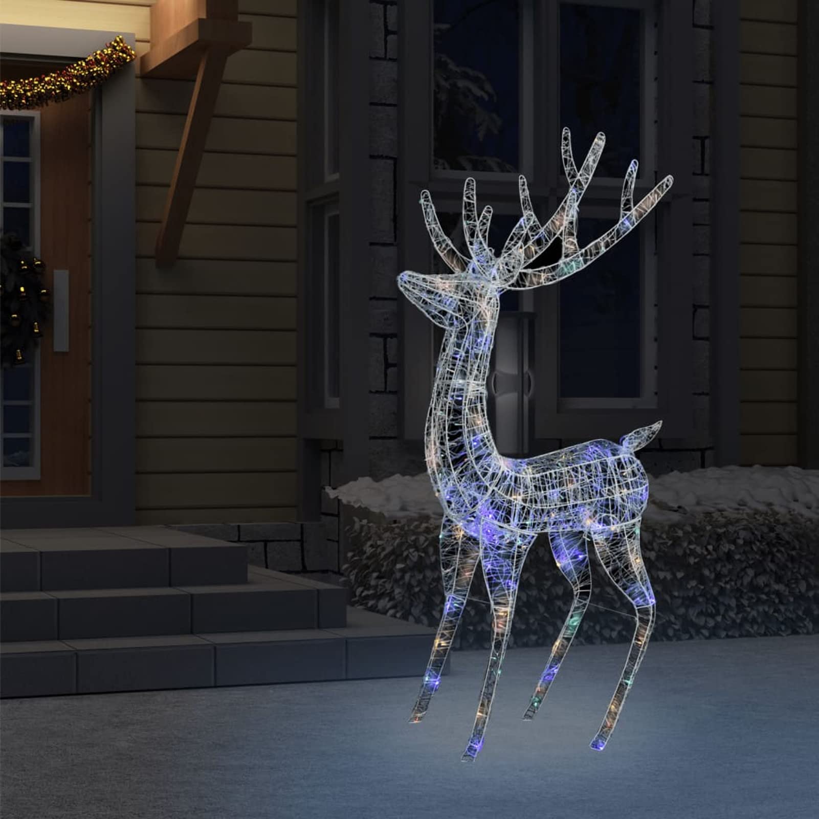 Tidyard Rentier Weihnachtsbeleuchtung, LED Rentier Familie Weihnachtsdeko, LED Leuchtfiguren Rentiere mit Schlitten, Acryl 160 LEDs Mehrfarbig