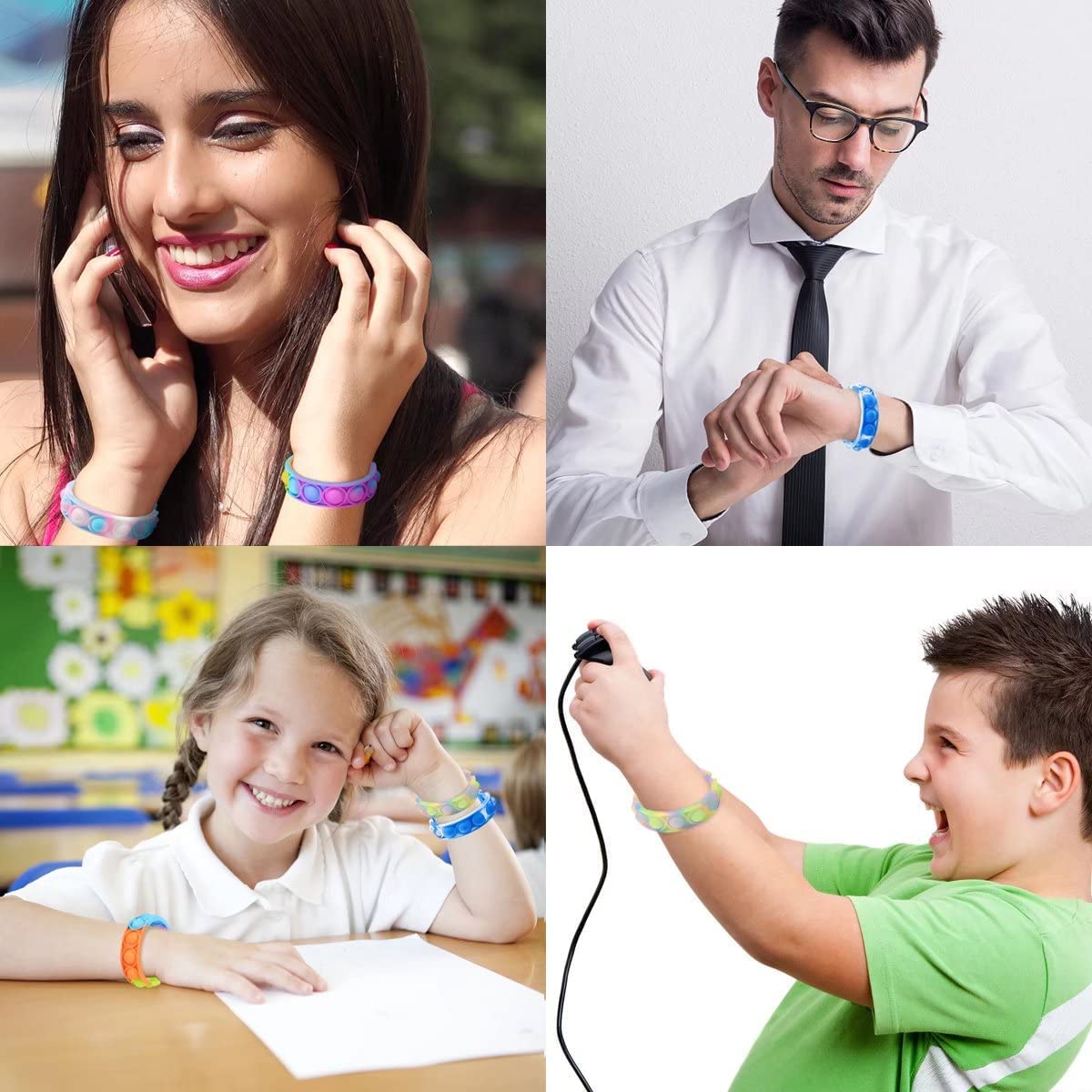 45er Pack Pop Bracelets – Push It Bubble Fidget Armbänder Für Kinder & Erwachsene | Stressabbau & Sensorik