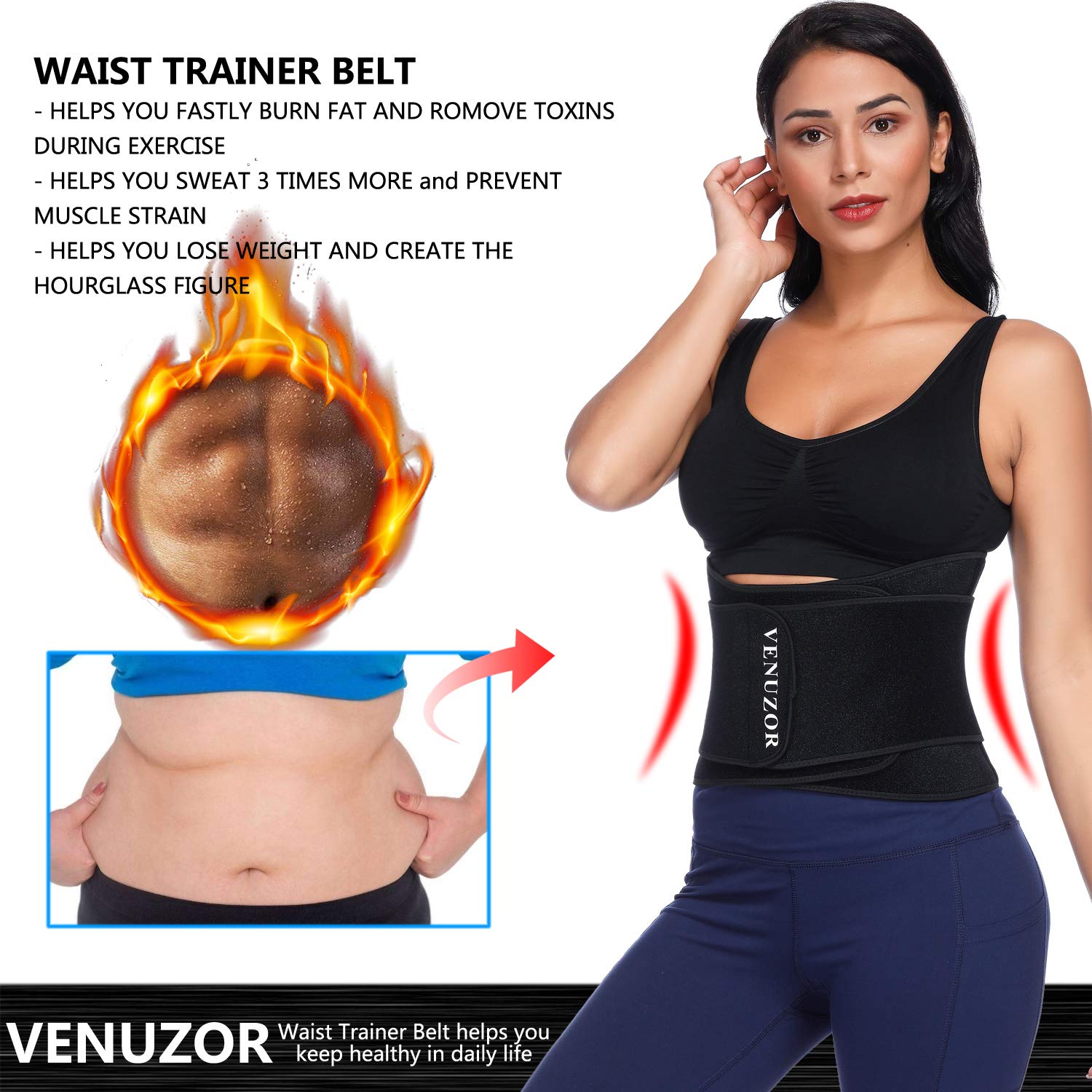Venuzor Waist Trainer Belt For Women Waist Trimmer Slimming Belt Sport Girdle Weight Loss Buy Online In Cameroon At Desertcart 292602880