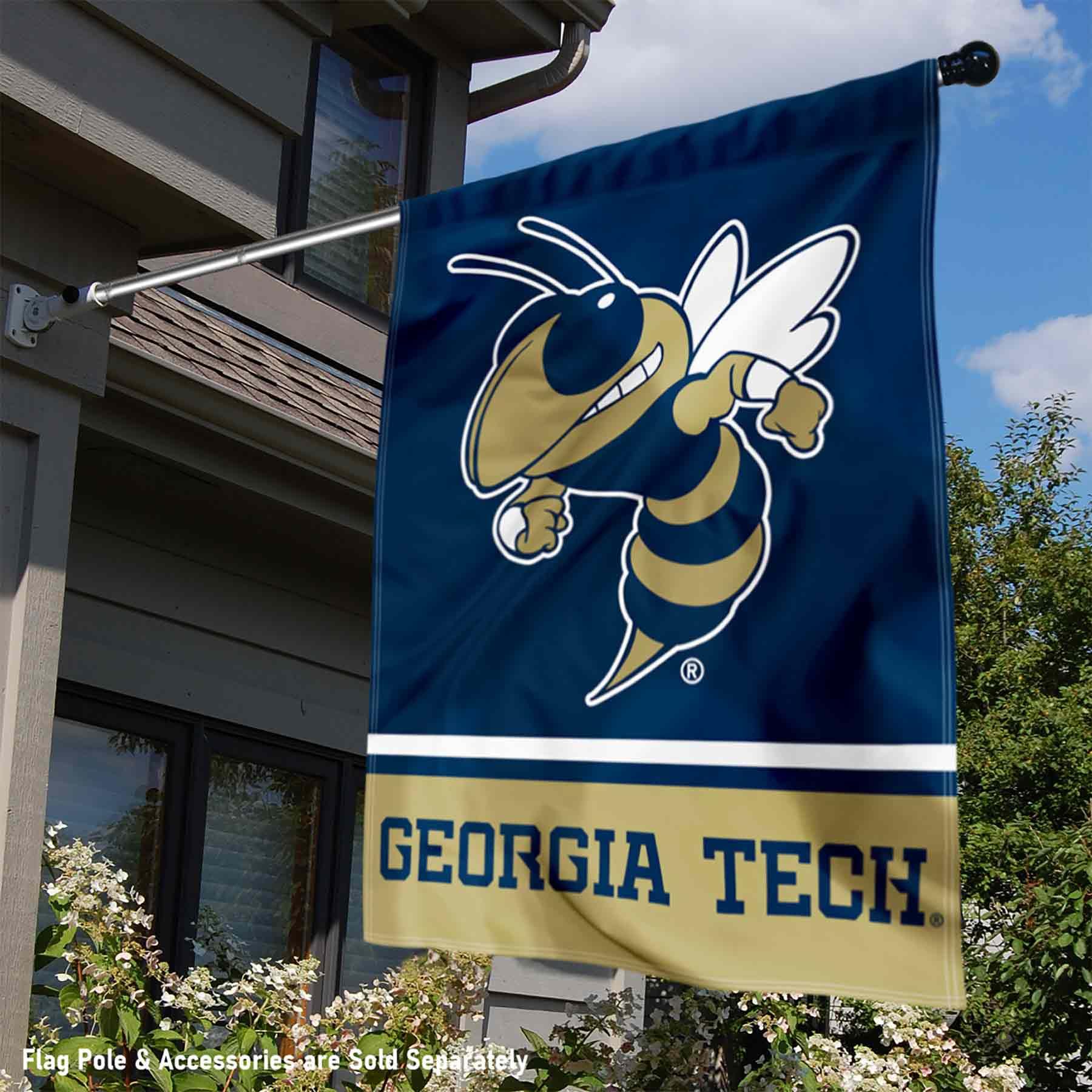 Georgia Tech Gartenflagge – Doppelseitig, 100% Polyester, Offiziell Lizenziert (Design B)