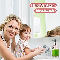 Vista 3 de Dispensador de Jabón de 16OZ con Bomba de Acero Inoxidable 304, Dispensador de Jabón Recargable de Vidrio Transparente con Rayas de Moda