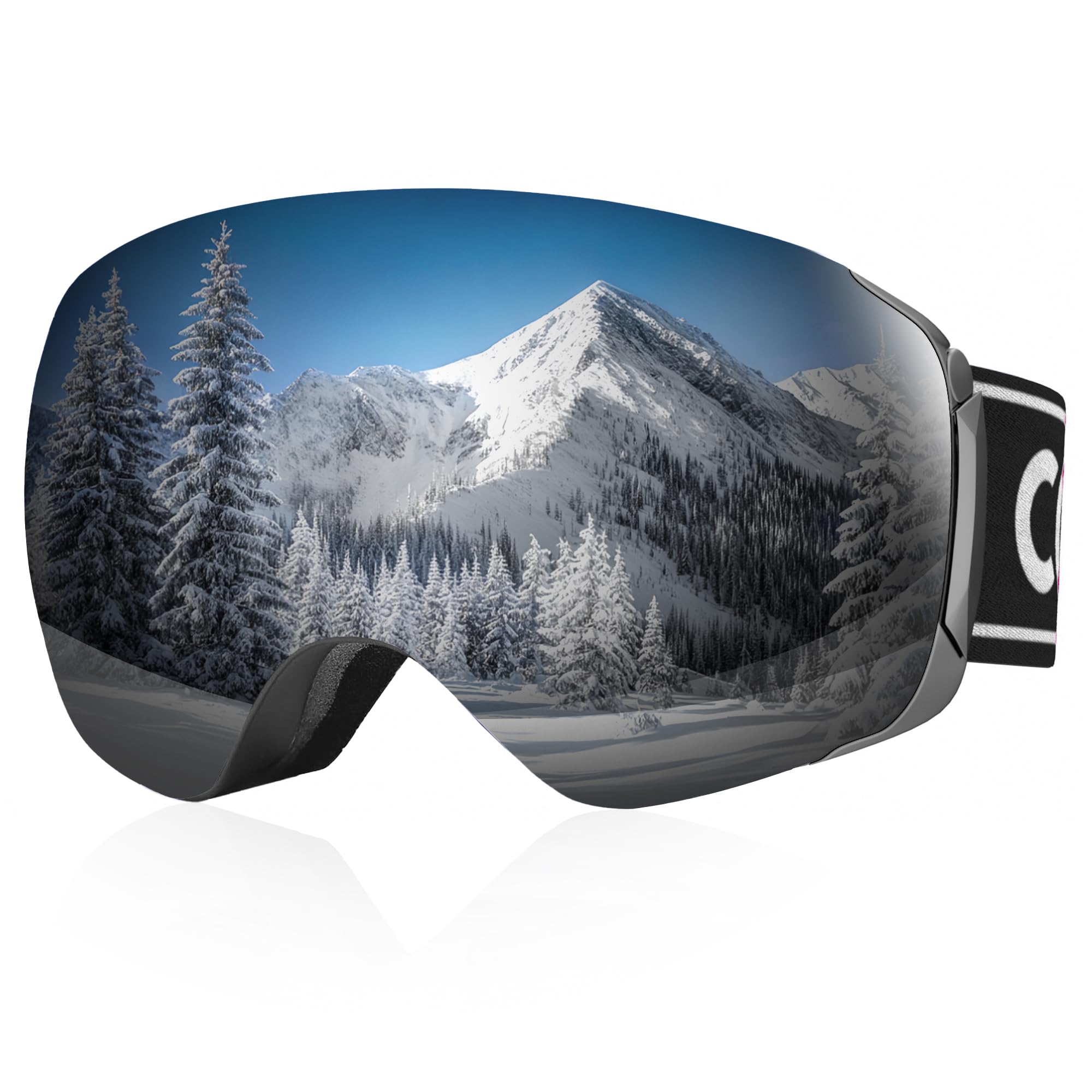 COOLOO Occhiali da neve/sci, occhiali da snowboard per uomo, donna, giovani, lenti magnetiche, senza cornice, anti appannamento, protezione UV al 100%