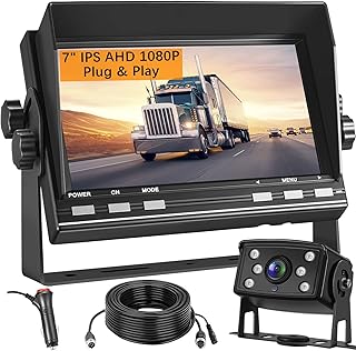 RV Backup Cameras for Trucks AHD 1080P, 7 Inch Monitor Vehicle Back up Camera, IP69 Waterproof Rear View Camera IR Night Vision, Wire Reserve Camera for Car/RV/Trailer/Camper/Van