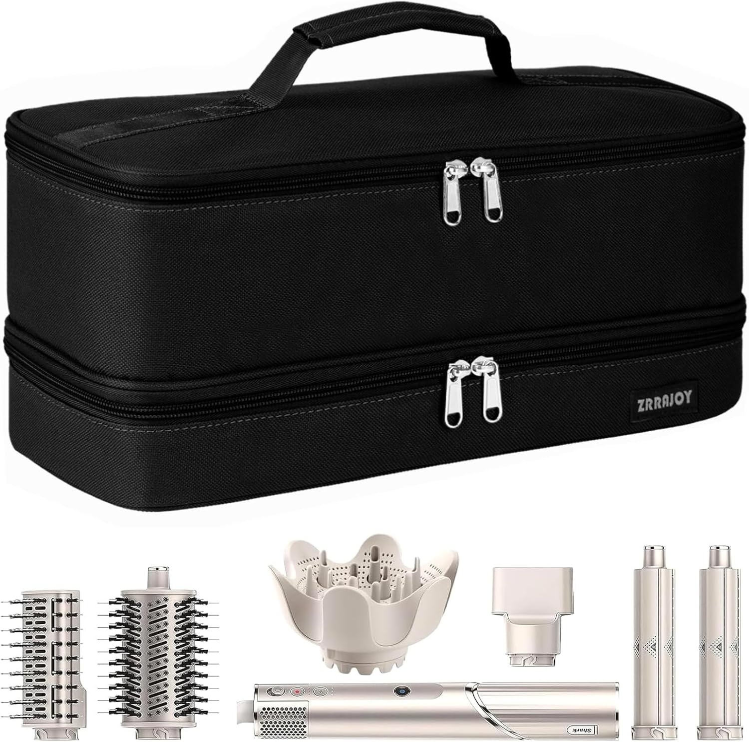 Double Layer Storage Case For Shark Flexstyle, Travel Carrying Case For Shark 430/440 Flexstyle, Organizer Bag For Shark Flexstyle/Dyson Airwrap Styler Attachments Black