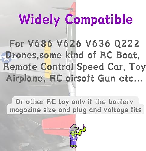 Miniatura 2 de Baterías Lipo de 3.7 V 780 mAh 603048 25C para drones V686 V626 V636 Q222, algún tipo de barco RC, coche de velocidad de control remoto, avión de
