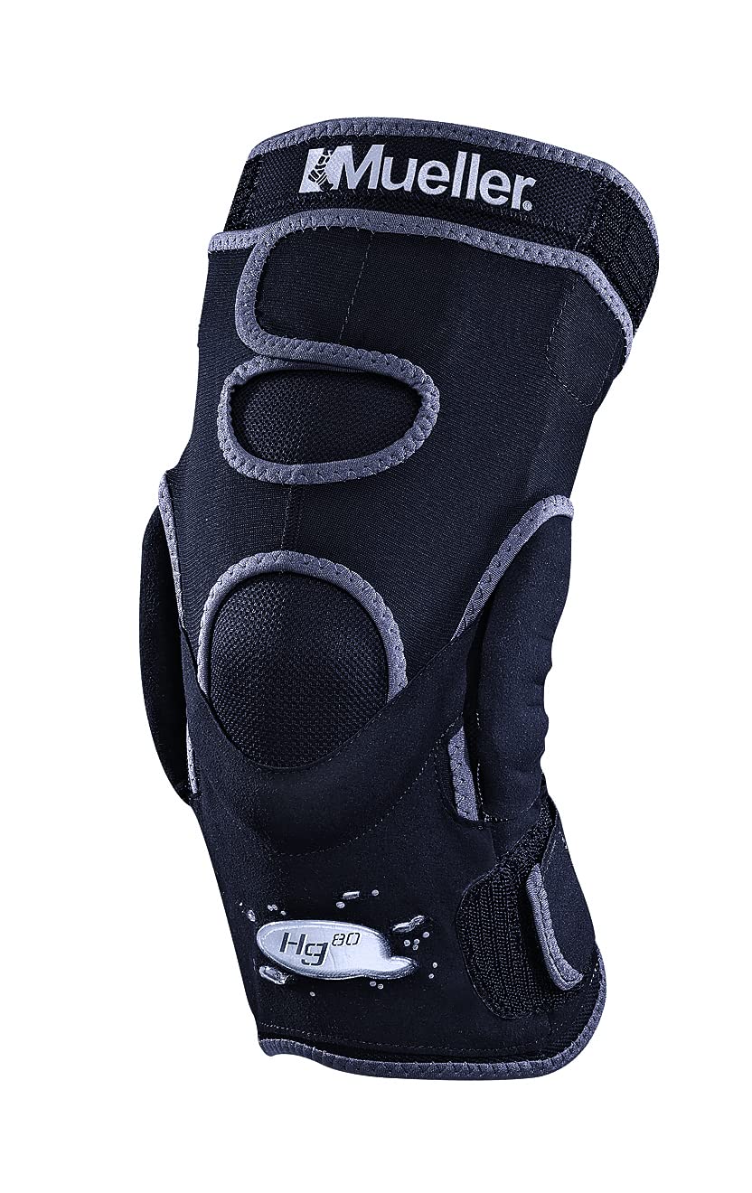 MUELLER Sports Medicine Hg80 Hinged Knee Brace, Knee Pain Relief Support for Men and Women, Ideal for Arthritis, Sprains, Prevents Hyperextension, Black, Large