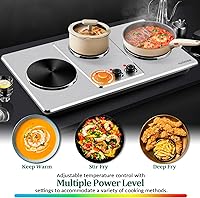 Vista 2 de Cusimax Hot Plate,Countertop Triple Burner with 7″Cast Iron Cooktop,Electric Hot Plate for Cooking,11 Level Temperature Setting