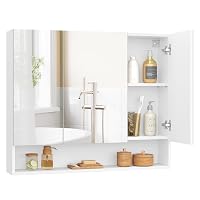 VASAGLE KAILYN Collezione - Armadietto Bagno da Parete con Ante a Specchio