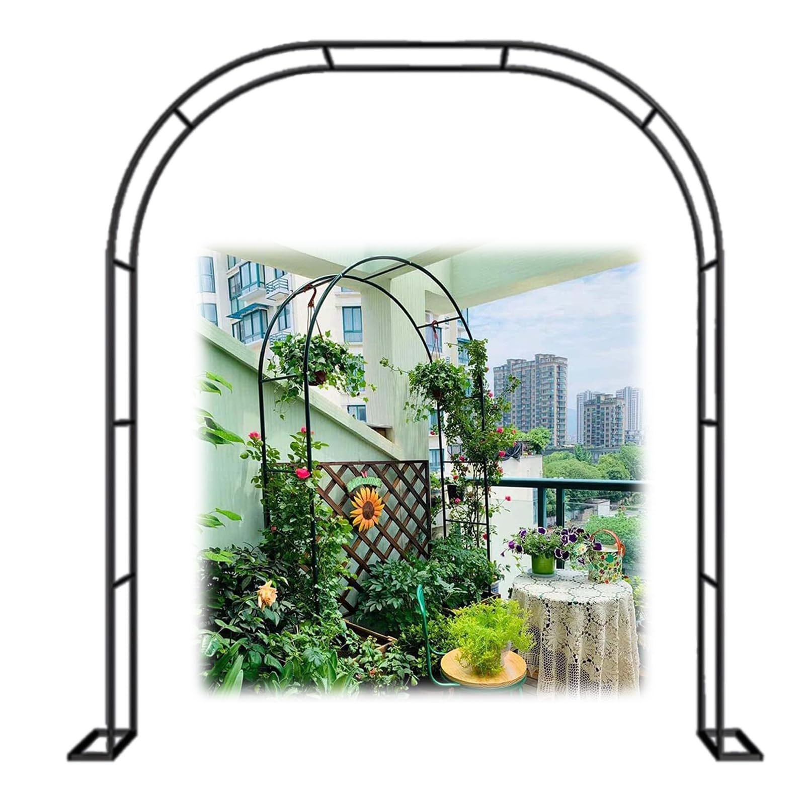 Arco da giardino in metallo per piante rampicanti e viti, traliccio resistente alle intemperie, elegante decorazione da giardino (W280 x H220 cm) per una migliore estetica del giardino