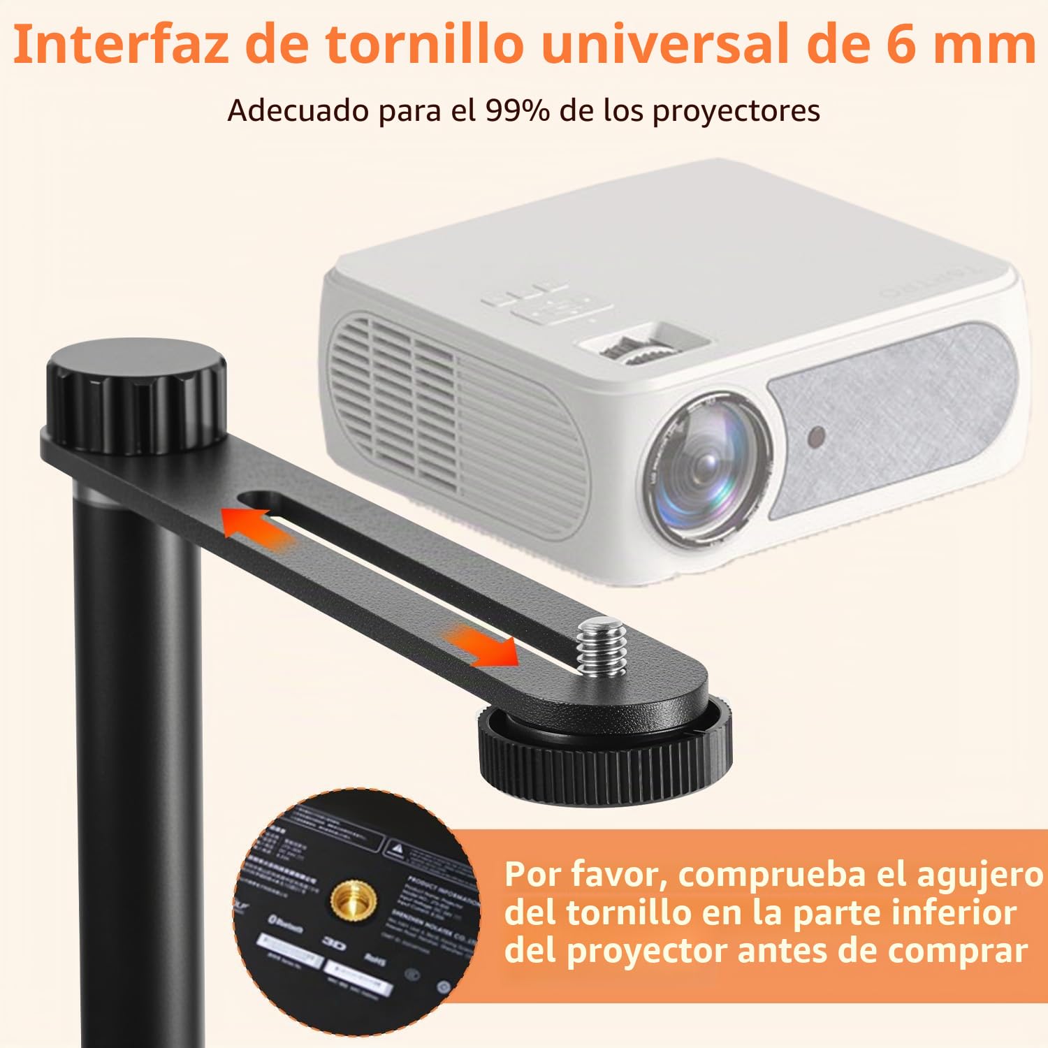 Soporte de proyector para el hogar para cama y sofá con carcasa de metal, T40, altura ajustable de 24 a 41 cm, instalación invisible, soporte de proyector de sofá de cama ajustable en ángulo