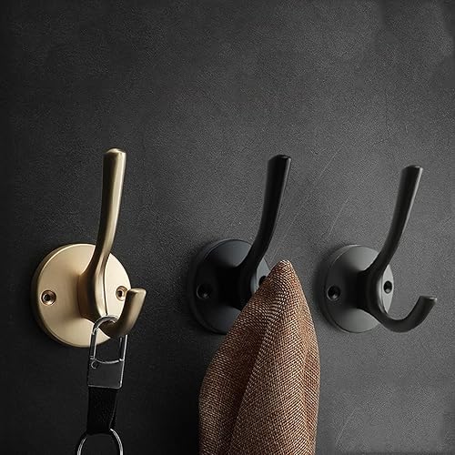 Miniatura 5 de Toalla de baño negra mate resistente de latón resistente para colgar abrigos, sombreros, toallas para baños, dormitorio, cocina, ganchos para colgar