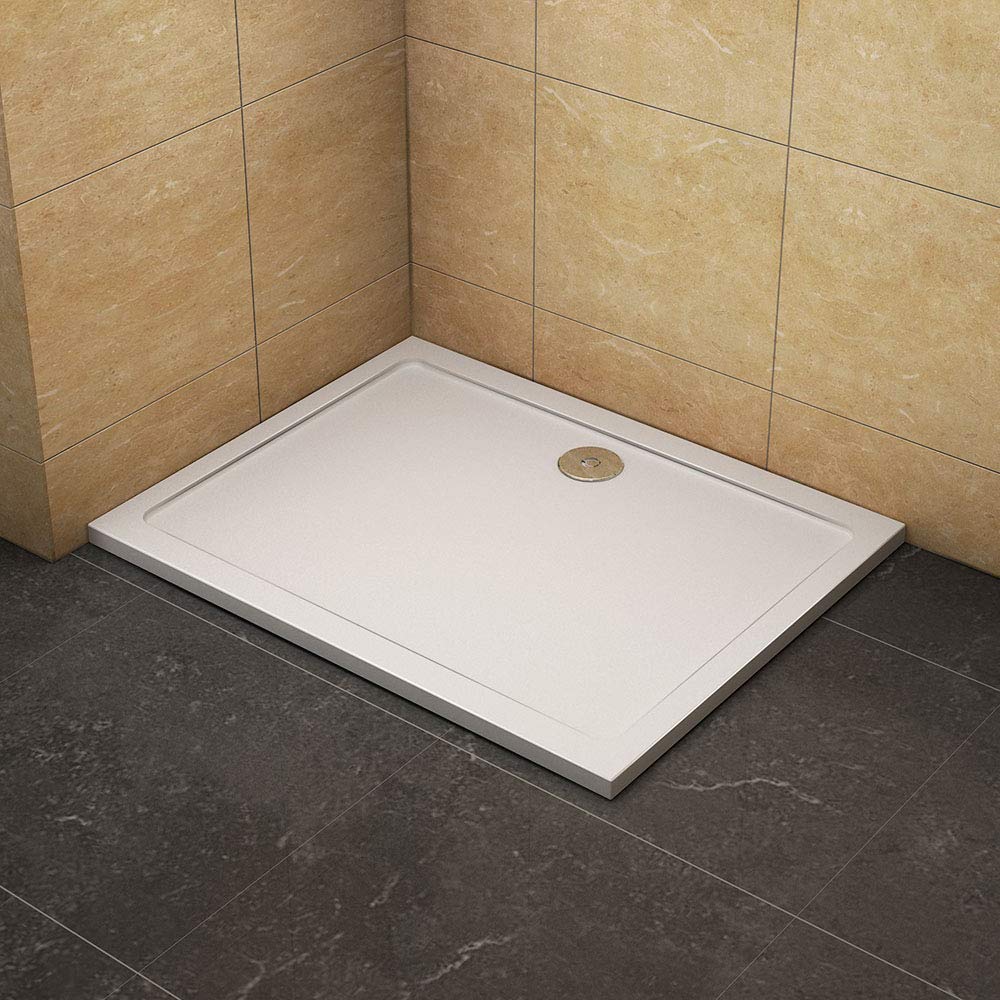 AICA ITALY Piatto Doccia Rettangolare Ultraslim 3cm Rinforzato 100x90cm con Sifone Pilettone e Tubo Flessibile