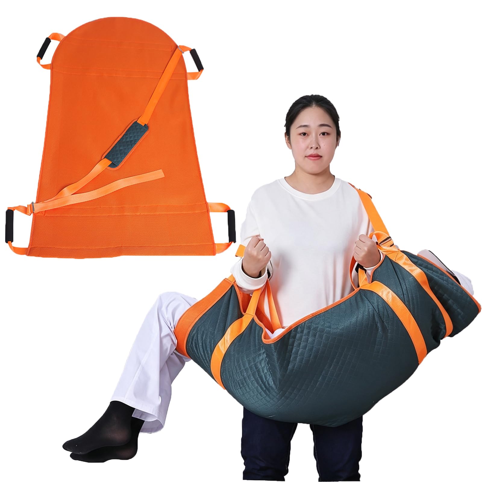 Ganzkörper-Patiententransfergurt mit 4 Schwammgriffe Schultergurten,100 kg | Transferauflage Pflegekräfte, Tragfähigkeit 100 kg, verdickte Schultergurte, schaumstoffgepolsterte Griffe, Patientenmatratze
