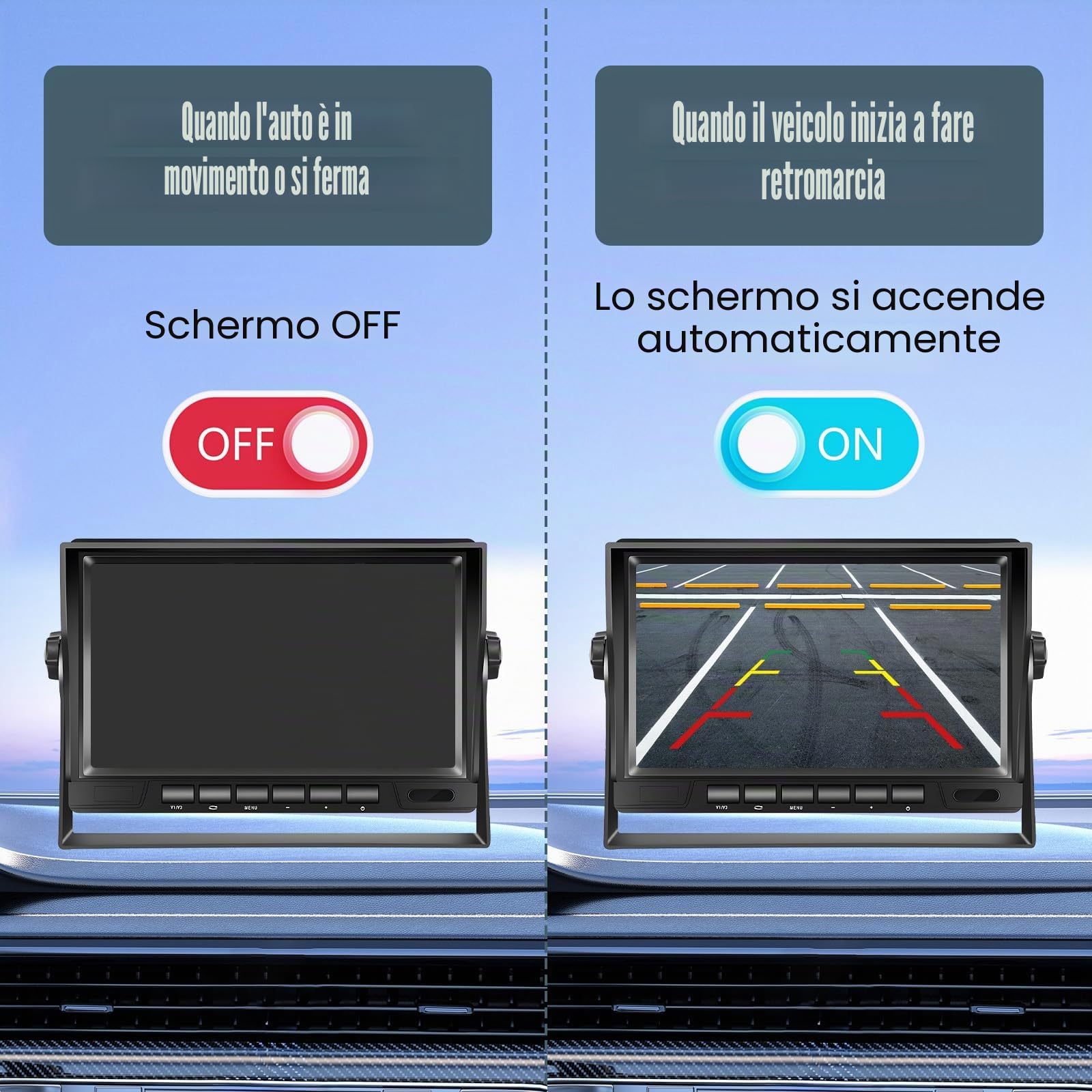 Telecamera di Retromarcia con 7 Pollici di Monitor, AHD Grandangolo Impermeabile Visione Notturna Targa con Cavo 15m per Auto/Camion/Auto/Pickup/SUV/Furgone/Camper 12-24V