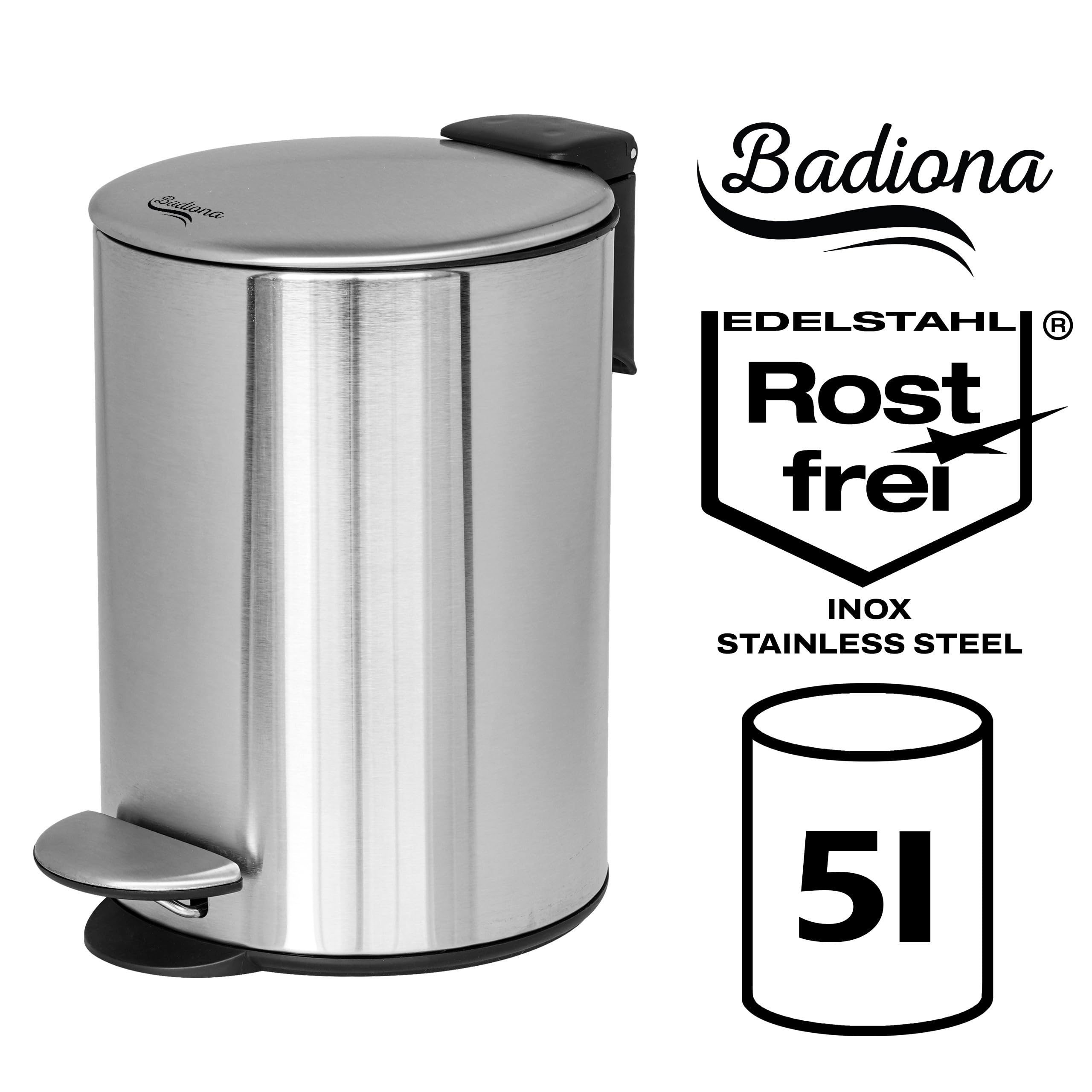 Papelera baño 5l - Acero inoxidable cubo basura baño & cierre suave I Cubo de basura baño balde lixo wc papelera con tapa I Papelera de baño basurero basuras para papeleras caixote lixo wc