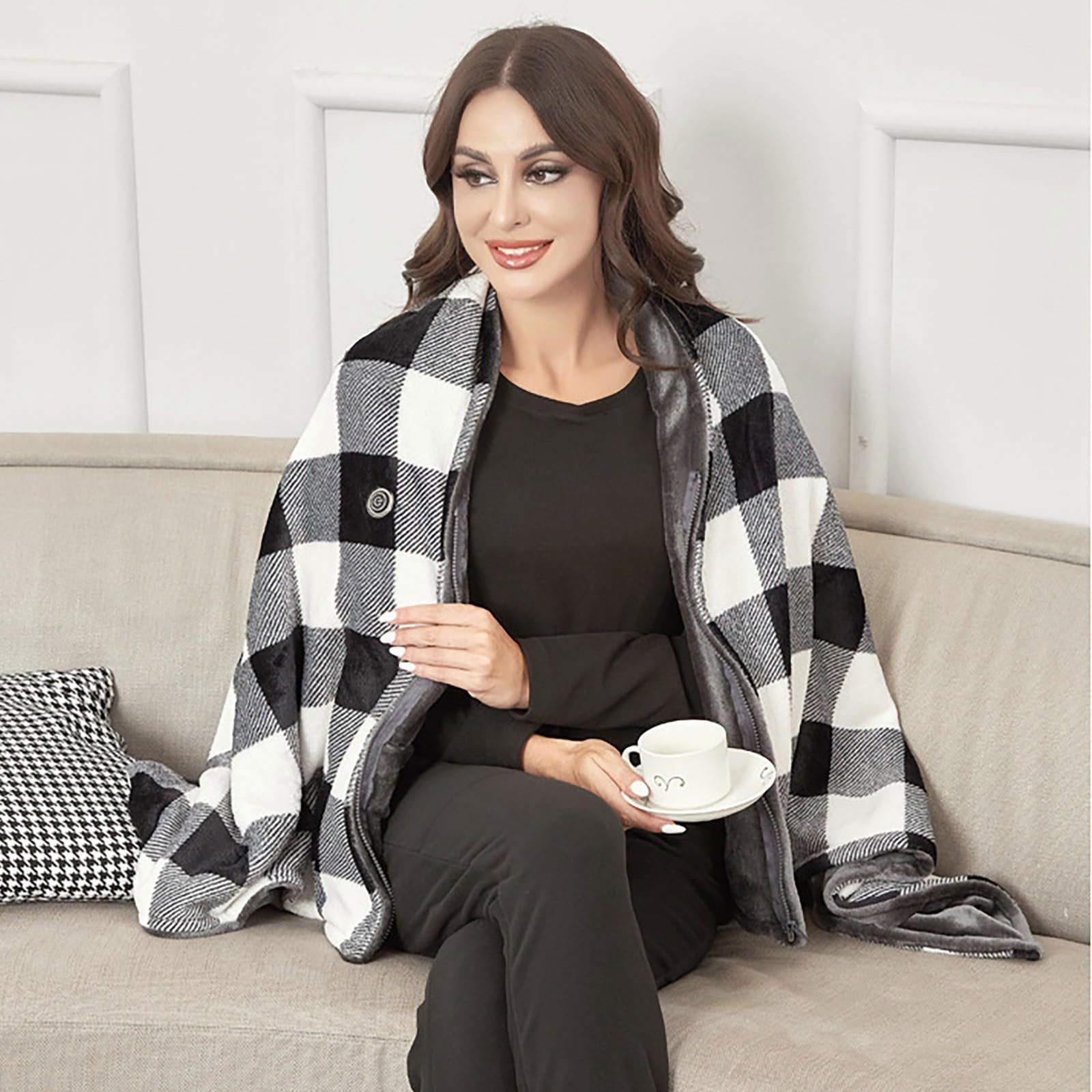 Écharpe Intelligente De Contrôle De La Température Polyester Respirant 3 Équipements Chauffants Couverture Chauffante Portable D'hiver Pour La Famille Châle Chauffant Unisexe