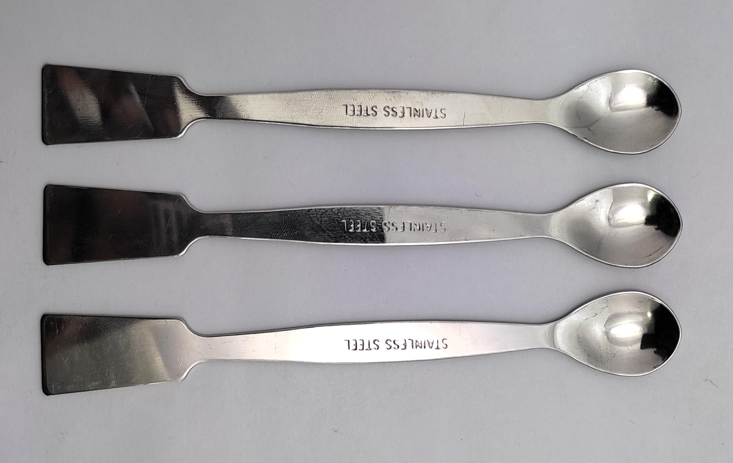 Laboratory Spatula spoon (6 inches) Stainless steel One side is spoon type One side is flat scientific equipment Heavy type (3 pices Spatulas)