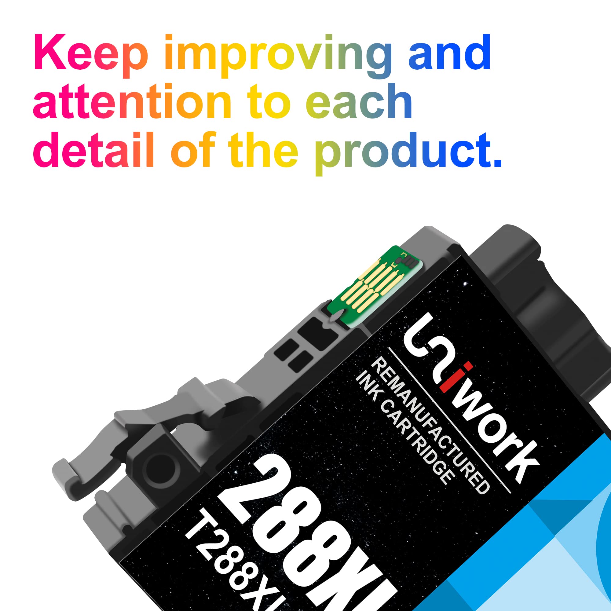 Uniwork 288XL Ink Cartridges with Latest Chip Replacement for Epson 288 Ink Cartridges Combo Pack High Yield to use with XP-440 XP-330 XP-340 XP-430 XP-446 XP-434 Printer (4 Pack)