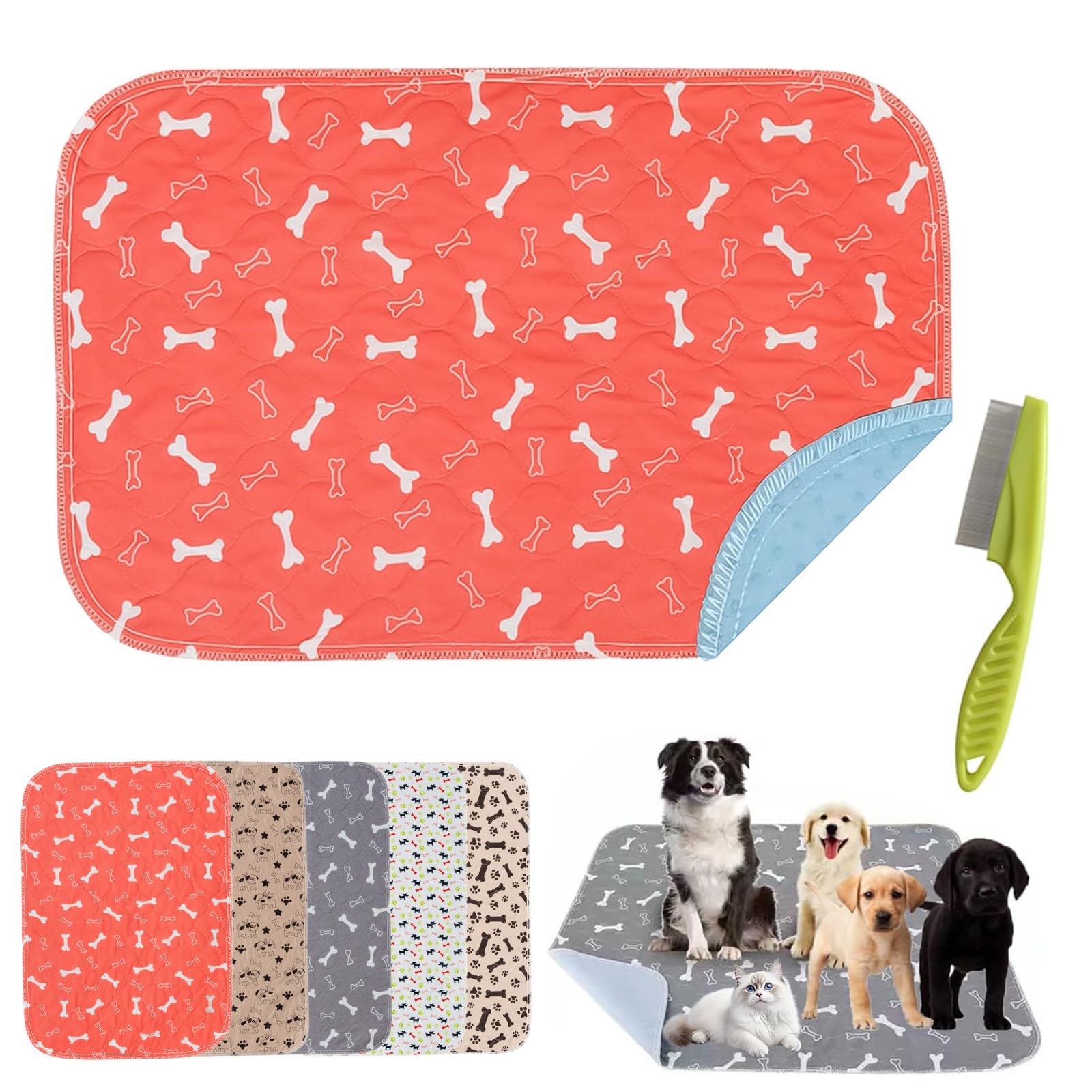 Washable Dog Pee Pads, 𝐏ee 𝐏ads with Pheromones, Reusable Pee Pads, Super Absorbent & Leakproof Pet Training Pad, for Sofa, Crates, Floors (A,XS(12*12 in))