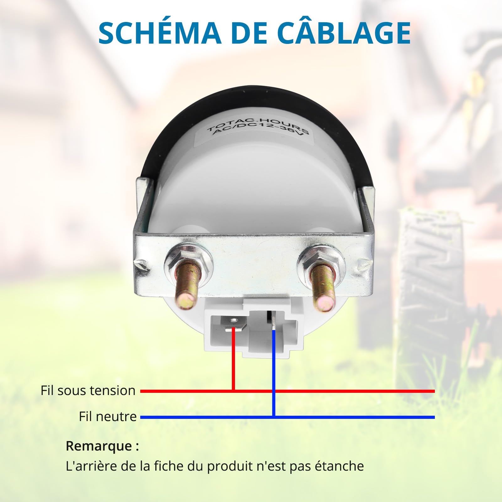 AUTOUTLET Compteur d'heures à quartz industriel 6 V-80 V, 12 V avec support de montage en métal, anti-vibrations, étanche, design à quartz pour intérieur et véhicule